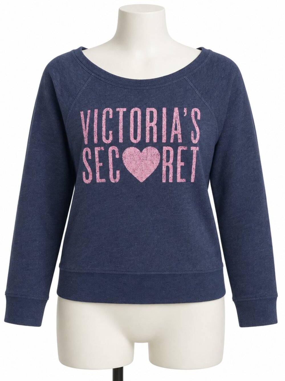 Victoria Secret Sweater Women Size XS Gray Pink Cropped Glitter Graphic